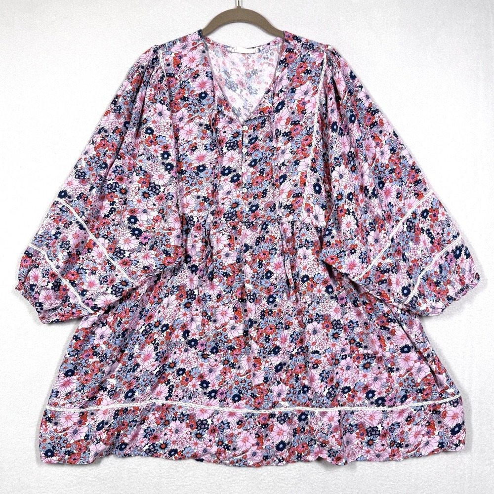 Natural‎ Life Dress Womens Medium Floral Babydoll Mini Tunic Cottagecore Prairie